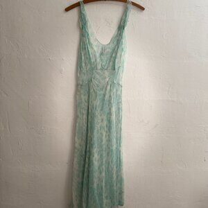 Vintage Sheer Silk Slip Dress with Watercolor print - Size XS